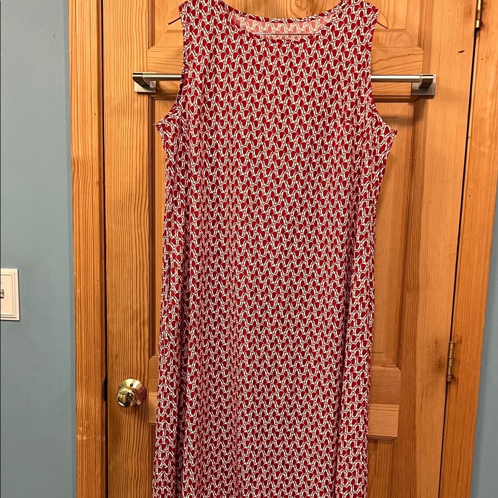Red Patterned Sleeveless Lightweight Dress Sz 2XL